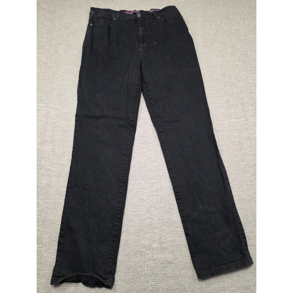 Gloria Vanderbilt Amanda Black Straight Leg High‎ Rise Jeans Womens 12 34x30